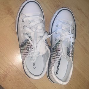 NWT white and rainbow converse